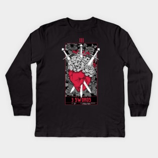 3 Swords Tarot Card - Red Kids Long Sleeve T-Shirt